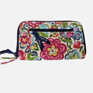 Vera Bradley Multi-Color Floral Print Wristlet Zip-Around Wallet, EUC